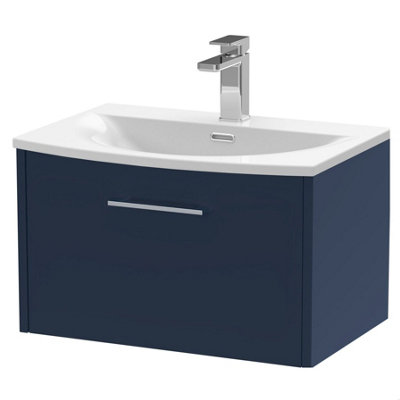 Balterley Winshill Contemporary 1 Drawer Wall Hung Vanity Unit With Curved BasinDark Blue600mm from B&Q