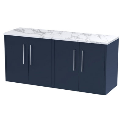 Balterley Winshill Contemporary 2 Door Wall Hung Vanity Unit With Laminate WorktopDark Blue1205mm from B&Q