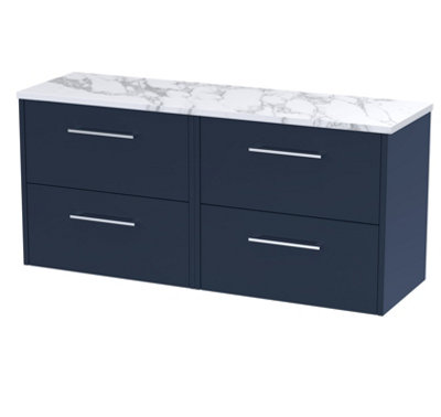 B&Q -  Winshill Contemporary 4 Drawer Wall Hung Vanity Unit With Laminate WorktopDark Blue1200mm