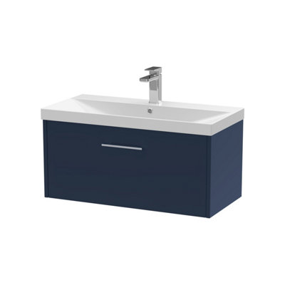 Balterley Winshill Contemporary 1 Drawer Wall Hung Vanity Unit With Thin Edge BasinDark Blue800mm from B&Q
