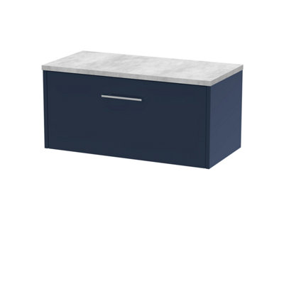 Balterley Winshill Contemporary 1 Drawer Wall Hung Vanity Unit With Laminate WorktopDark Blue800mm from B&Q