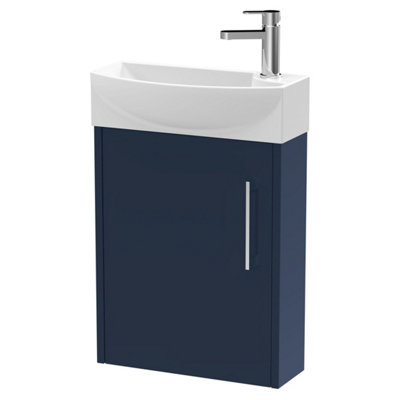 Balterley Winshill Contemporary 1 Door Left-Hand Wall Hung Cloakroom Vanity Unit With BasinDark Blue440mm from B&Q