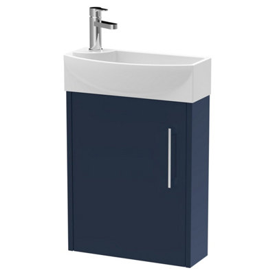Balterley Winshill Contemporary 1 Door Right-Hand Wall Hung Cloakroom Vanity Unit With BasinDark Blue440mm from B&Q