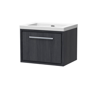Balterley Longnor 1 Drawer Wall Hung Vanity Unit With 1 Tap Hole Modern Fireclay BasinWoodgrain Graphite Grey600mm from B&Q