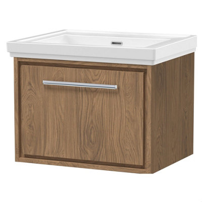 Balterley Longnor 1 Drawer Wall Hung Vanity Unit With 0 Tap Hole Traditional Fireclay BasinAntique Oak600mm from B&Q