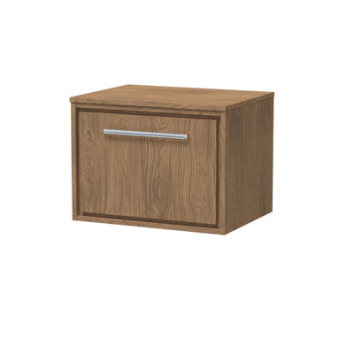 Balterley Longnor 1 Drawer Wall Hung Vanity Unit With WorktopAntique Oak600mm from B&Q
