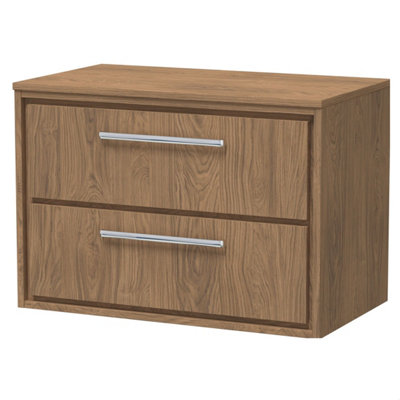 Balterley Longnor 2 Drawer Wall Hung Vanity Unit With WorktopAntique Oak800mm from B&Q