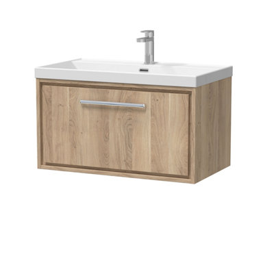 Balterley Longnor 1 Drawer Wall Hung Vanity Unit With 1 Tap Hole Thin Edge BasinLight Oak800mm from B&Q