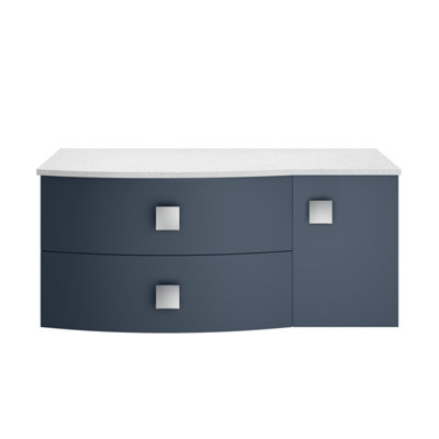 Balterley Gentleshaw Contemporary Left-Hand Wall Hung Vanity Unit With White Marble WorktopMineral Blue1000mm from B&Q