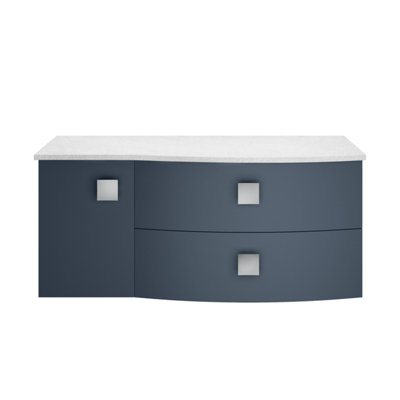 Balterley Gentleshaw Contemporary Right-Hand Wall Hung Vanity Unit With White Marble WorktopMineral Blue1000mm from B&Q
