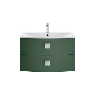Balterley Gentleshaw Contemporary 2 Drawer Wall Hung Vanity Unit With Curved BasinHunter Green700mm from B&Q