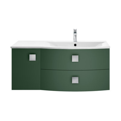 Balterley Gentleshaw Contemporary 1 Door 2 Drawer Right-Hand Wall Hung Vanity Unit With Curved BasinHunter Green1000mm from B&Q