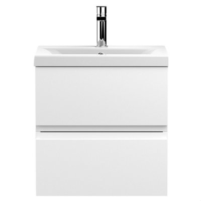 Balterley Mavesyn Contemporary 2 Drawer Wall Hung Vanity Unit With Mid-Edge BasinSatin White500mm from B&Q