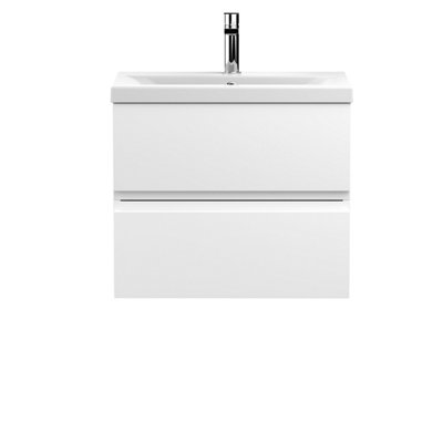 Balterley Mavesyn Contemporary 2 Drawer Wall Hung Vanity Unit With Mid-Edge BasinSatin White600mm from B&Q