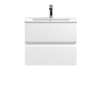 Balterley Mavesyn Contemporary 2 Drawer Wall Hung Vanity Unit With Minimalist BasinSatin White600mm from B&Q