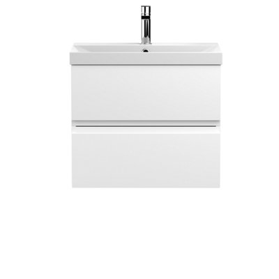 Balterley Mavesyn Contemporary 2 Drawer Wall Hung Vanity Unit With Thin Edge BasinSatin White600mm from B&Q