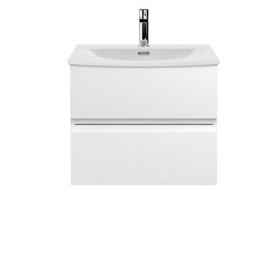 Balterley Mavesyn Contemporary 2 Drawer Wall Hung Vanity Unit With Curved BasinSatin White600mm from B&Q