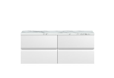 Balterley Mavesyn Contemporary 4 Drawer Wall Hung Vanity Unit With Laminate WorktopSatin White1205mm from B&Q