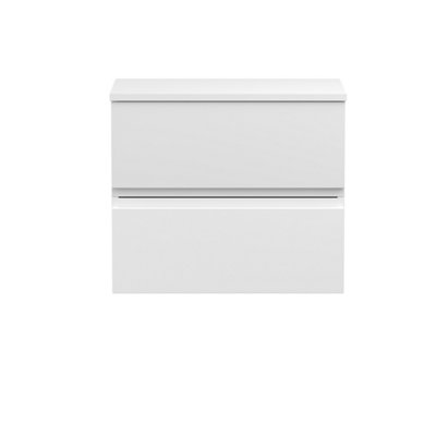Balterley Mavesyn Contemporary 2 Drawer Wall Hung Vanity Unit With WorktopSatin White600mm from B&Q