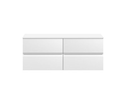 B&Q -  Mavesyn Contemporary 4 Drawer Wall Hung Vanity Unit With WorktopSatin White1200mm
