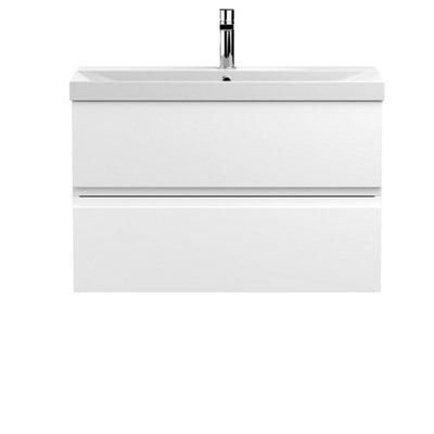 Balterley Mavesyn Contemporary 2 Drawer Wall Hung Vanity Unit With Thin Edge BasinSatin White800mm from B&Q