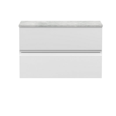 Balterley Mavesyn Contemporary 2 Drawer Wall Hung Vanity Unit With Laminate WorktopSatin White800mm from B&Q