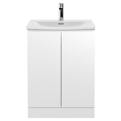 Balterley Mavesyn Contemporary 2 Door Floor Standing Vanity Unit With Curved BasinSatin White600mm from B&Q