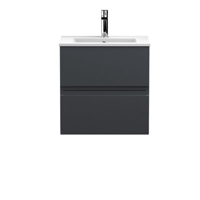 Balterley Mavesyn Contemporary 2 Drawer Wall Hung Vanity Unit With Minimalist BasinDark Grey500mm from B&Q