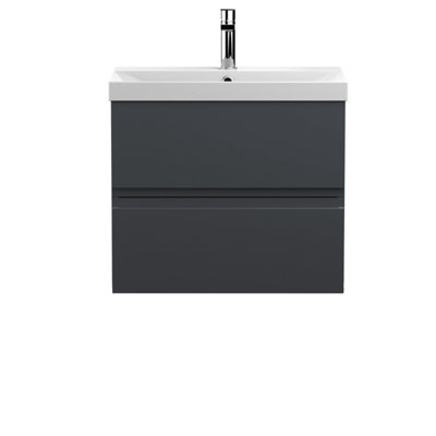 Balterley Mavesyn Contemporary 2 Drawer Wall Hung Vanity Unit With Thin Edge BasinDark Grey600mm from B&Q