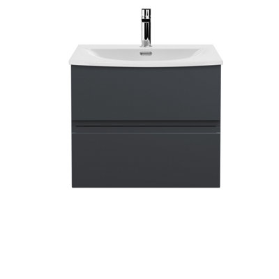 Balterley Mavesyn Contemporary 2 Drawer Wall Hung Vanity Unit With Curved BasinDark Grey600mm from B&Q