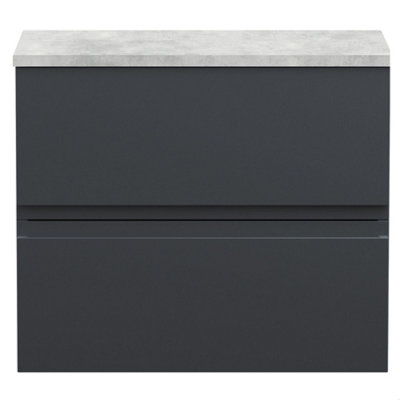 Balterley Mavesyn Contemporary 2 Drawer Wall Hung Vanity Unit With Laminate WorktopDark Grey600mm from B&Q