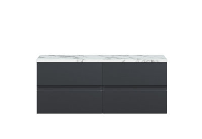 Balterley Mavesyn Contemporary 4 Drawer Wall Hung Vanity Unit With Laminate WorktopDark Grey1200mm from B&Q