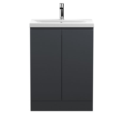 Balterley Mavesyn Contemporary 2 Door Floor Standing Vanity Unit With Mid-Edge BasinDark Grey600mm from B&Q