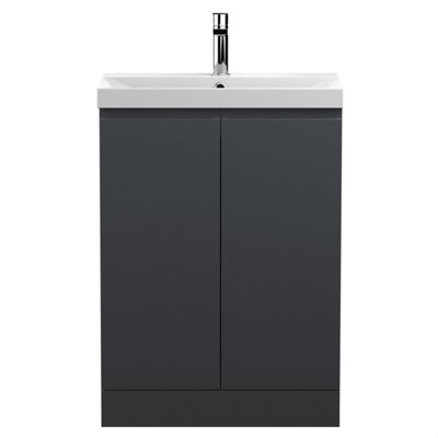 Balterley Mavesyn Contemporary 2 Door Floor Standing Vanity Unit With Thin Edge BasinDark Grey600mm from B&Q