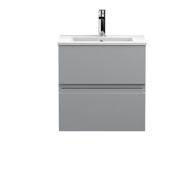 Balterley Mavesyn Contemporary 2 Drawer Wall Hung Vanity Unit With Minimalist BasinSatin Grey500mm from B&Q