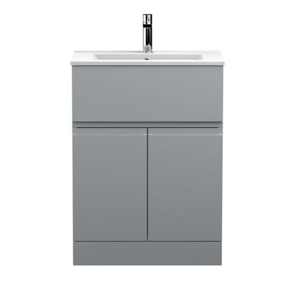 Balterley Mavesyn Contemporary 2 Door 1 Drawer Floor Standing Vanity Unit With Minimalist BasinSatin Grey600mm from B&Q