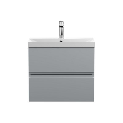Balterley Mavesyn Contemporary 2 Drawer Wall Hung Vanity Unit With Thin Edge BasinSatin Grey600mm from B&Q
