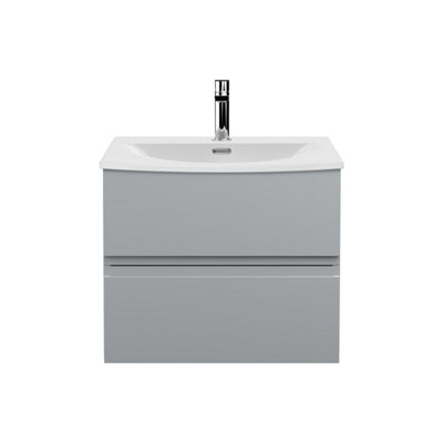 Balterley Mavesyn Contemporary 2 Drawer Wall Hung Vanity Unit With Curved BasinSatin Grey600mm from B&Q