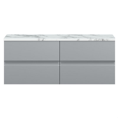 Balterley Mavesyn Contemporary 4 Drawer Wall Hung Vanity Unit With Laminate WorktopSatin Grey1200mm from B&Q
