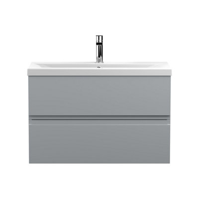 Balterley Mavesyn Contemporary 2 Drawer Wall Hung Vanity Unit With Mid-Edge BasinSatin Grey800mm from B&Q