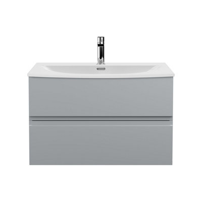 Balterley Mavesyn Contemporary 2 Drawer Wall Hung Vanity Unit With Curved BasinSatin Grey800mm from B&Q
