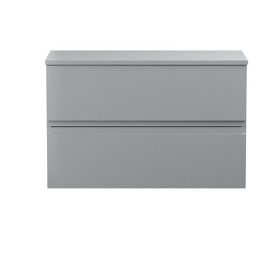 B&Q -  Mavesyn Contemporary 2 Drawer Wall Hung Vanity Unit With WorktopSatin Grey800mm