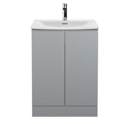 Balterley Mavesyn Contemporary 2 Door Floor Standing Vanity Unit With Curved BasinSatin Grey600mm from B&Q