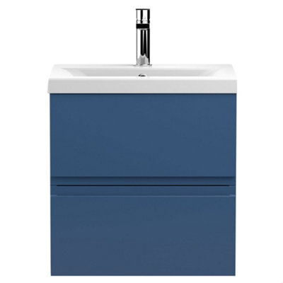 Balterley Mavesyn Contemporary 2 Drawer Wall Hung Vanity Unit With Mid-Edge BasinDark Blue500mm from B&Q