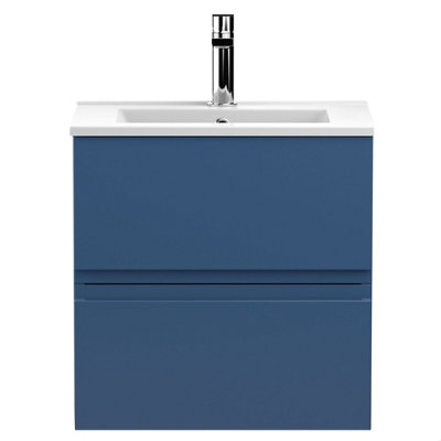 Balterley Mavesyn Contemporary 2 Drawer Wall Hung Vanity Unit With Minimalist BasinDark Blue500mm from B&Q