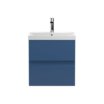 Balterley Mavesyn Contemporary 2 Drawer Wall Hung Vanity Unit With Thin Edge BasinDark Blue500mm from B&Q