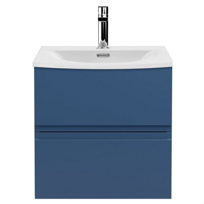 Balterley Mavesyn Contemporary 2 Drawer Wall Hung Vanity Unit With Curved BasinDark Blue500mm from B&Q