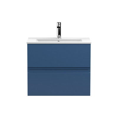Balterley Mavesyn Contemporary 2 Drawer Wall Hung Vanity Unit With Minimalist BasinDark Blue600mm from B&Q