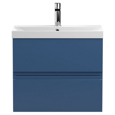 Balterley Mavesyn Contemporary 2 Drawer Wall Hung Vanity Unit With Thin Edge BasinDark Blue600mm from B&Q