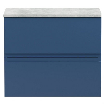 B&Q -  Mavesyn Contemporary 2 Drawer Wall Hung Vanity Unit With Laminate WorktopDark Blue600mm